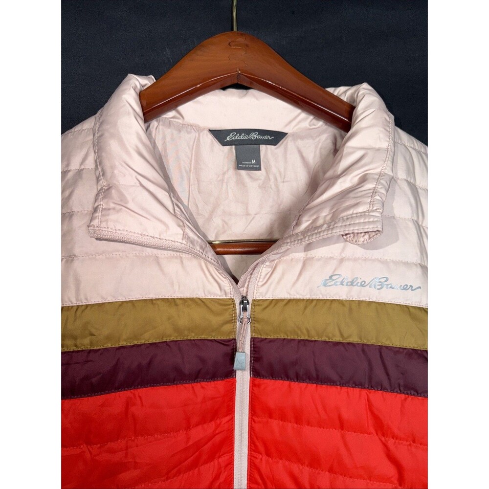 Eddie Bauer NWT Feather Down EB 650 Puffer Jacket Stripes 80/20 Pockets - Size M